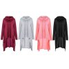 Women Long Sleeve Pile Collar Casual Top Blouse with Hoodie